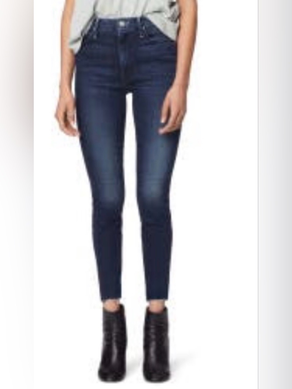 MOTHER The Looker High Waist Fray Ankle Skinny
